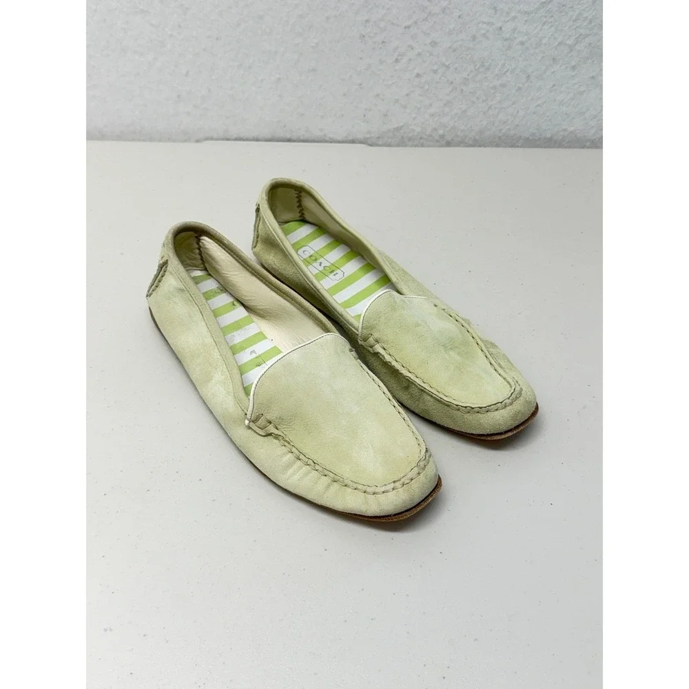 Coach Evalyn Pale Green Genuine Leather Suede Loafers Driving Moccasins 9.5